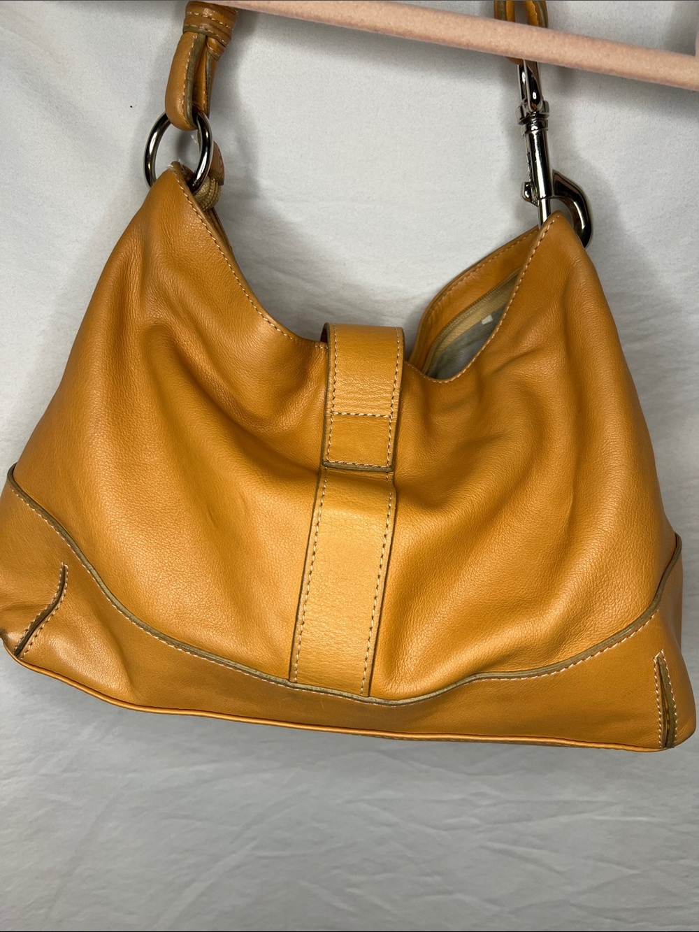 Prune Camel Color Leather Shoulder Bag - Picture 7 of 16